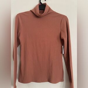 Ribbed Turtleneck Sweater in Rust